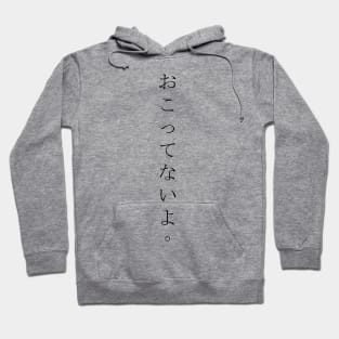 Okottenaiyo (おこってないよ) = I am not angry. in Japanese traditional horizontal writing style all hiragana in black Hoodie